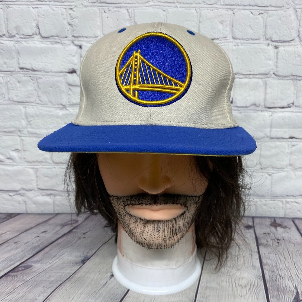 Mitchell & Ness Golden State Warriors Snapback Hat Cap Cream Blue NBA Basketball